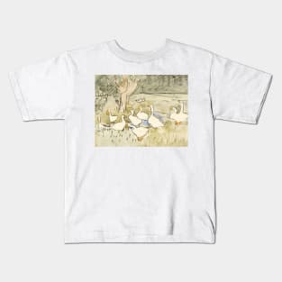 "Ducks" - vintage pastoral watercolor print by Theo van Hoytema (1873) Kids T-Shirt